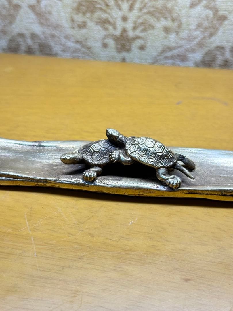 カメの彫刻 金属製置物文鎮工芸品 アンティ ーク 骨董品