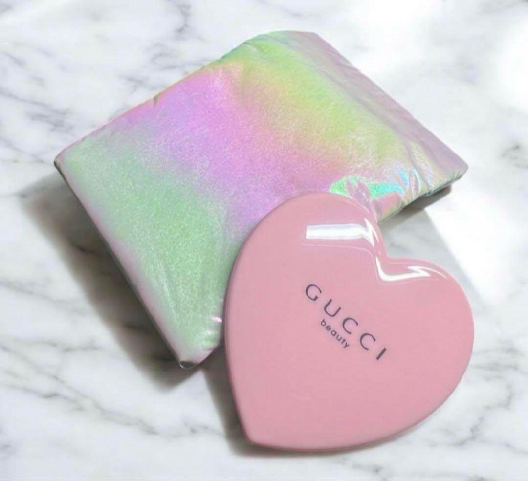 【ピンク】×2個　GUCCI コンパクトミラー　ハート型　ノベルティ