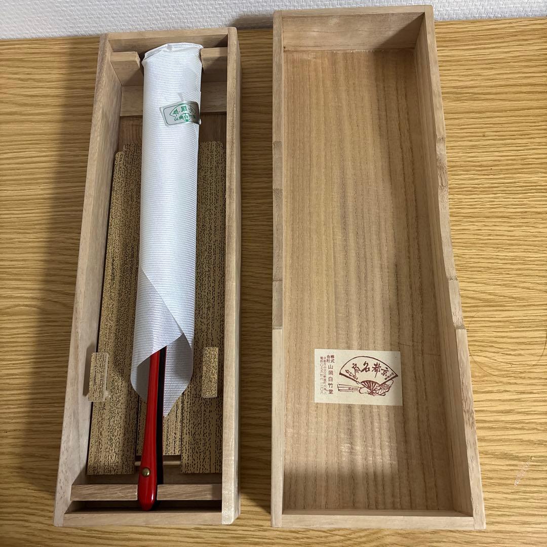 【未使用品】扇子 飾り扇 京扇子 山岡白竹堂「松・鶴」33.5cm
