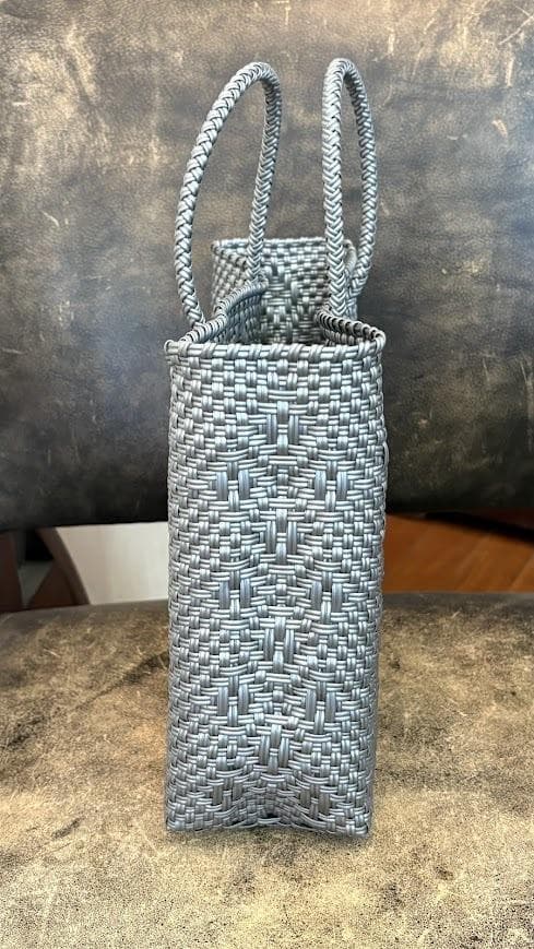 メキシコ 手編みメルカドバッグ・DIA SILVER（S）★シルバー かごバッグ