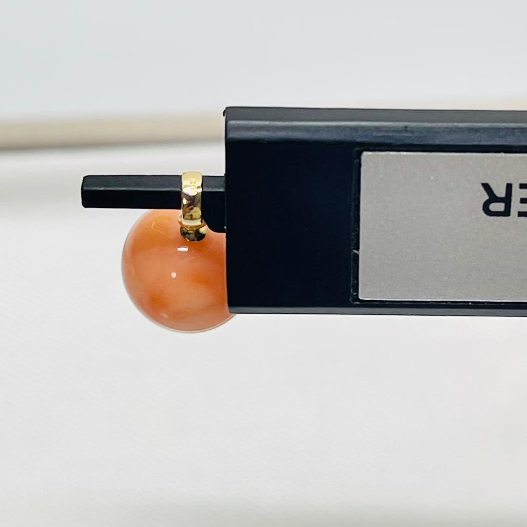 大珠 于天然桃珊瑚K18ペンダントトップ10.6mm