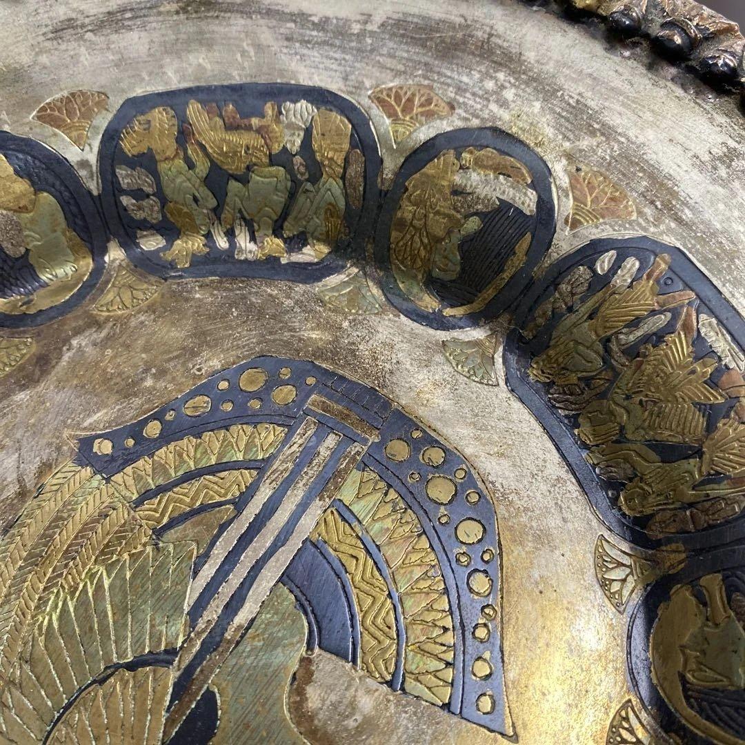【希少⭐︎アンティーク】古代エジプト風 クレオパトラ装飾皿　壁掛け　2枚　金属製