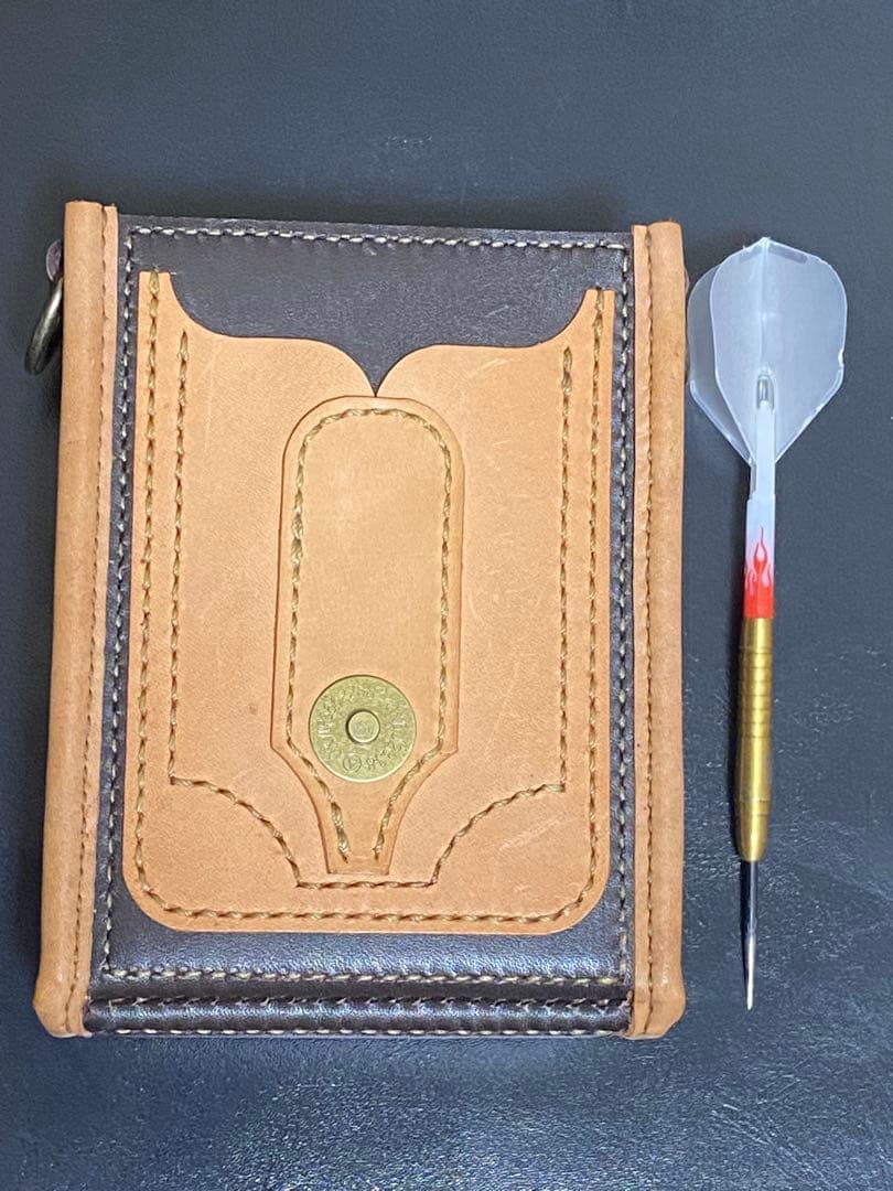 【レザーハンドメイド_全て手縫い】ドロップインダーツケースNo.77