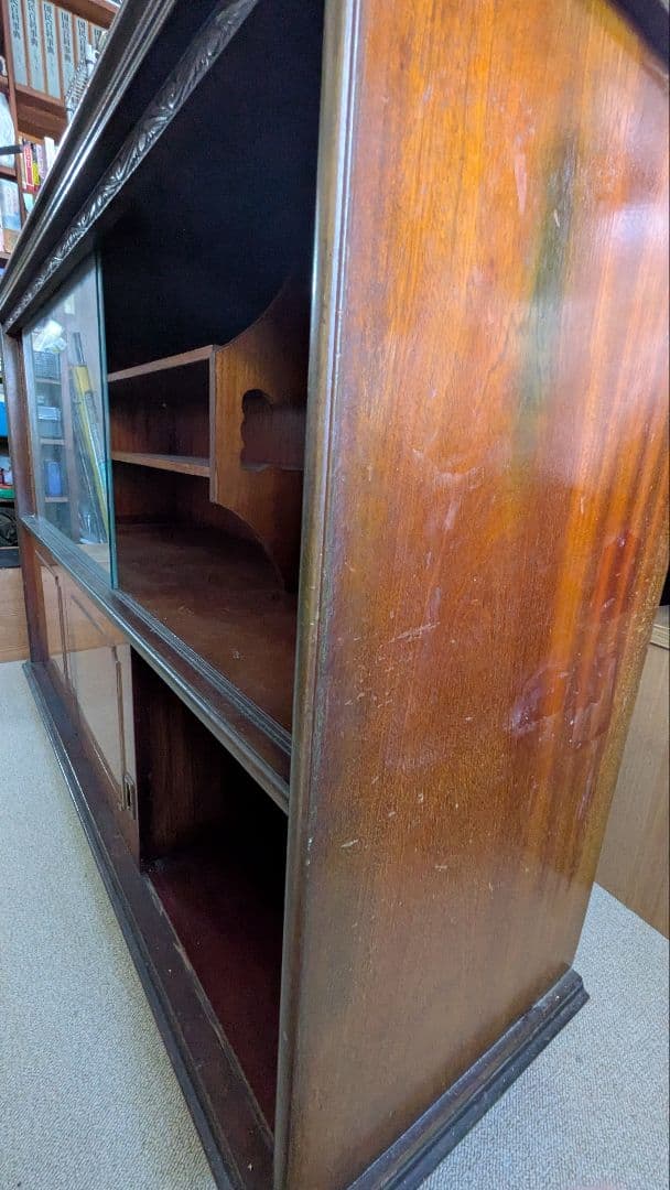 レトロ 木製 茶箪笥 飾り棚 ガラス扉 引き出し収納 和風