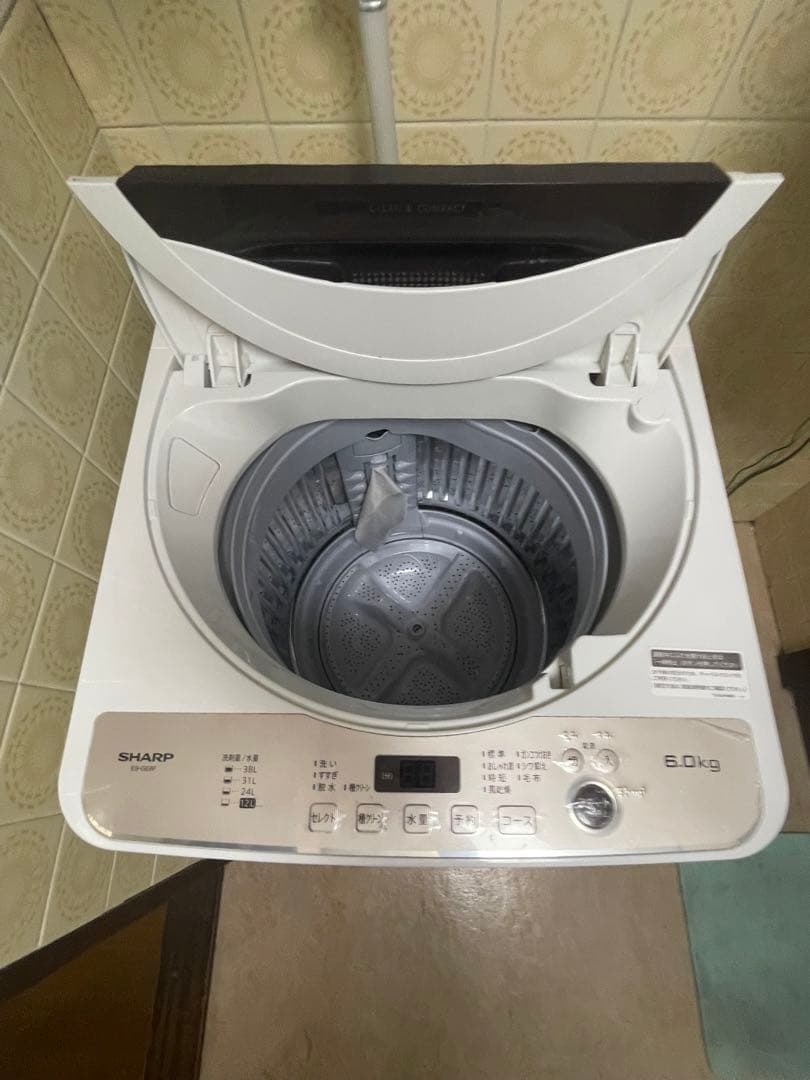 SHARP 縦型洗濯機 6.0kg ES-GE6F-T 2022年製