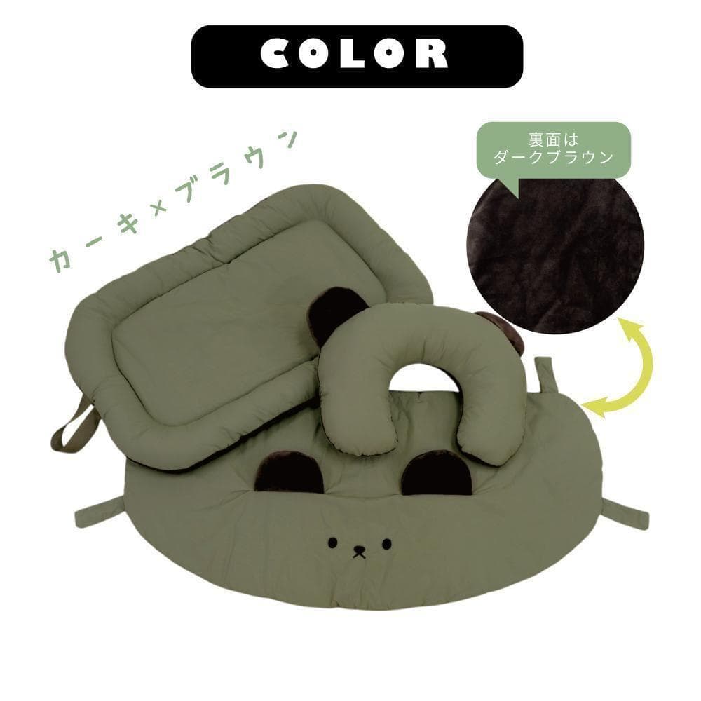 【3点セットＲ】カーキブラウン ペットカートクッション あごのせ枕 マット 防水