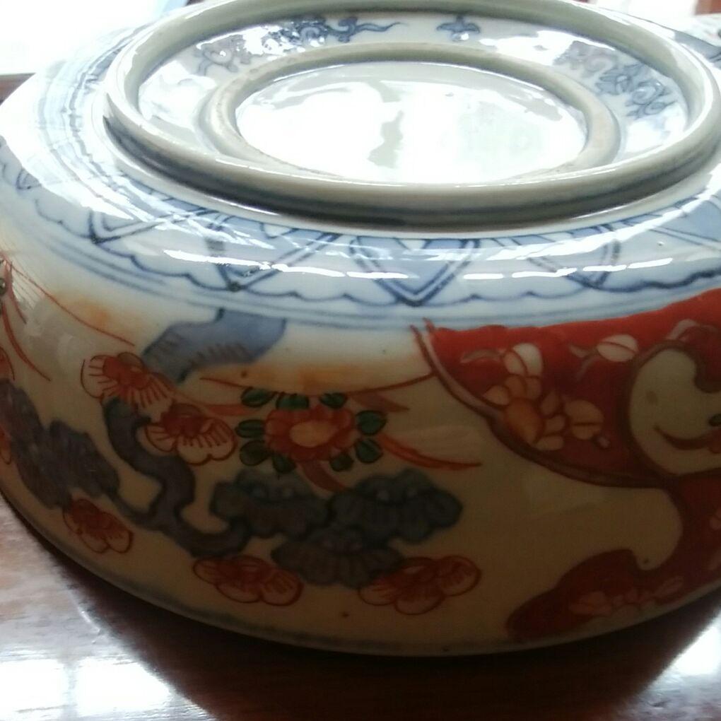 124   古伊万里　見込み染付山水図　大深皿