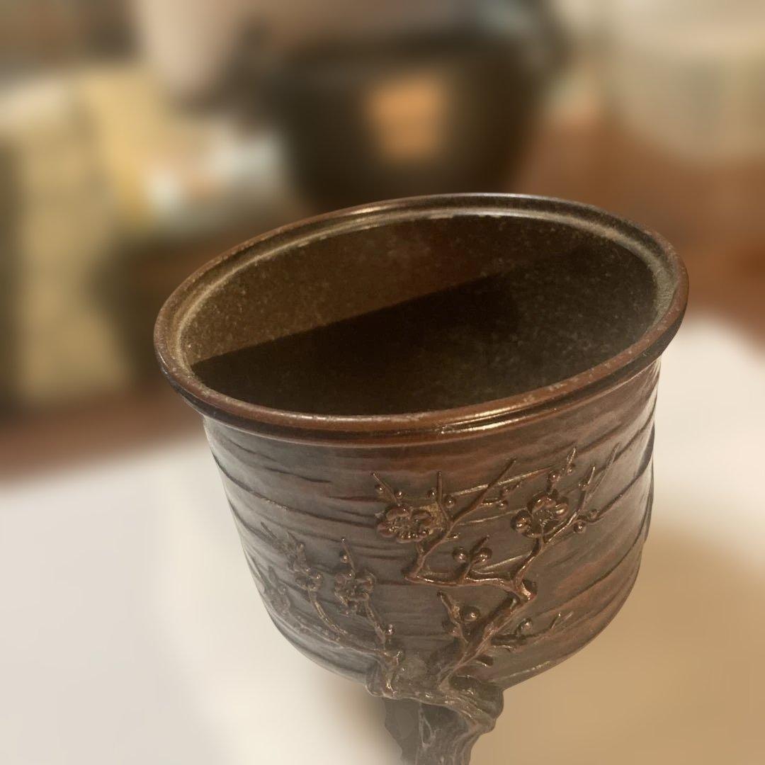 松竹梅模様の銅製香炉