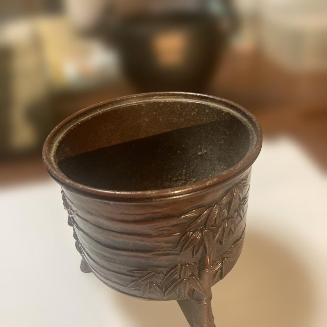 松竹梅模様の銅製香炉