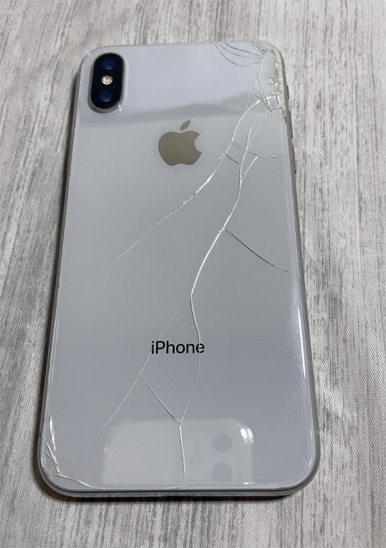 iPhoneX 64GB シルバー 本体のみ 背面割れ