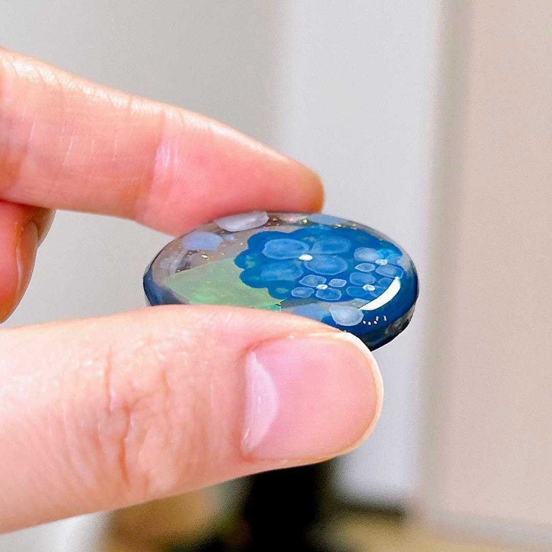 たらしこみ紫陽花　ヘアゴム　ブローチ　レジン