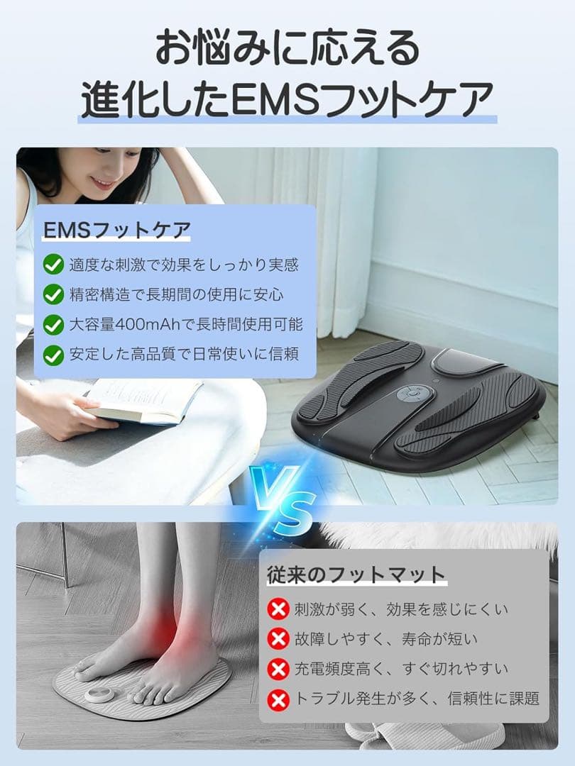 モノンズ　EMS フットケア 足裏 マシーン【10種類モード×50段階強度】