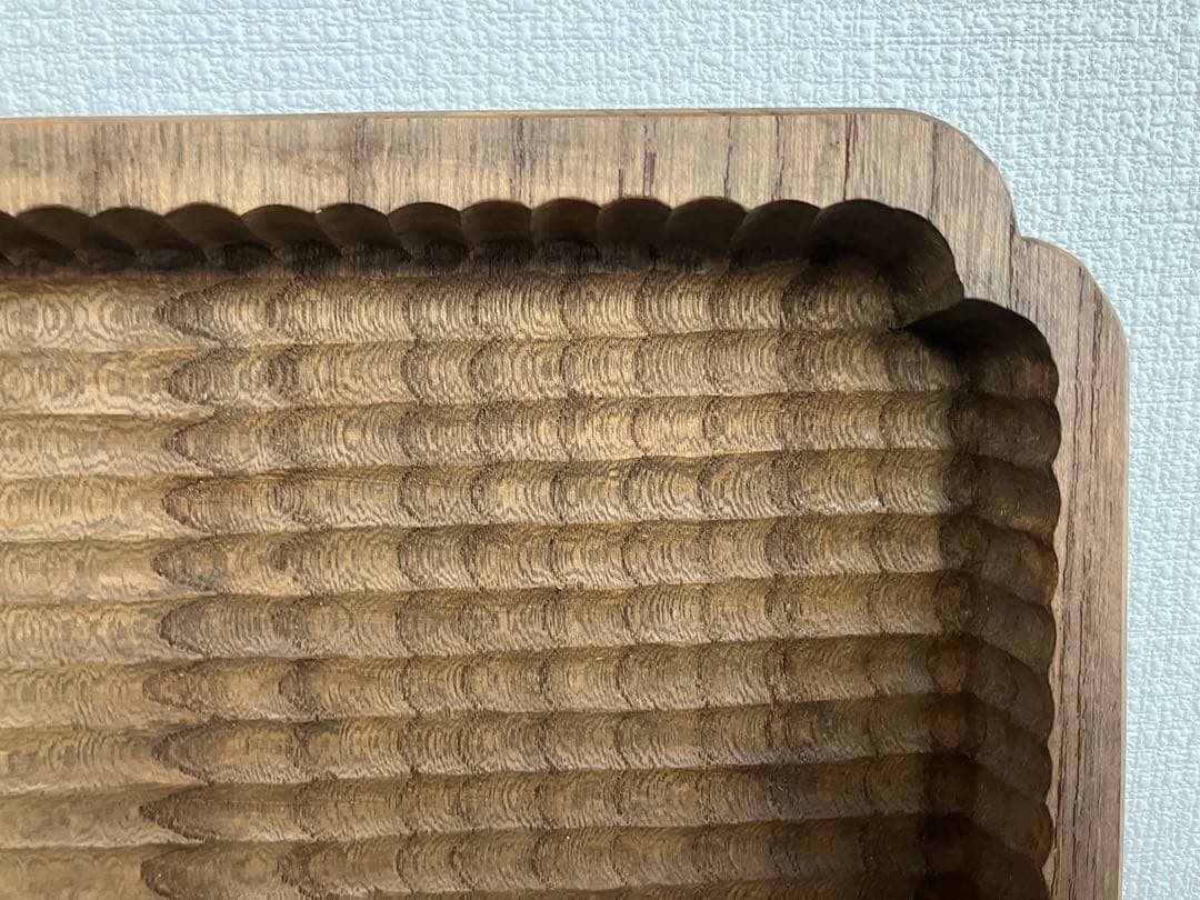 限定値下げ我谷盆風　隅入角盆　超大盤　ケヤキ材　手彫り　約46×30×2.5cm