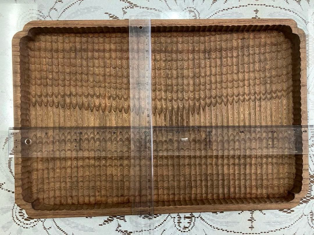 限定値下げ我谷盆風　隅入角盆　超大盤　ケヤキ材　手彫り　約46×30×2.5cm