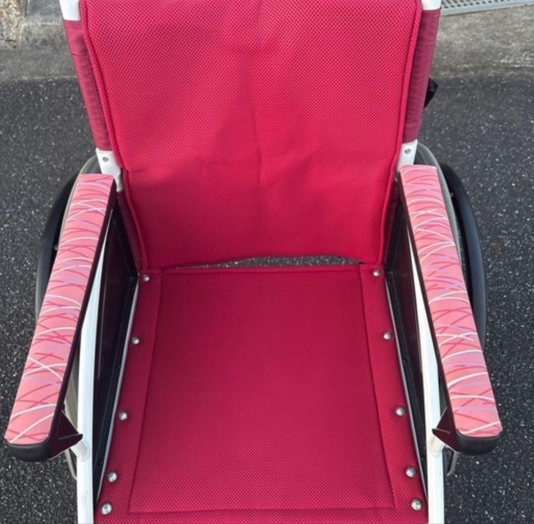 折りたたみ式介助用車椅子 ワインレッド