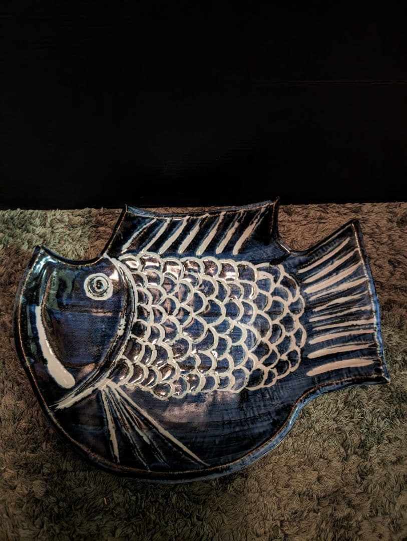 レトロ魚型、柄皿