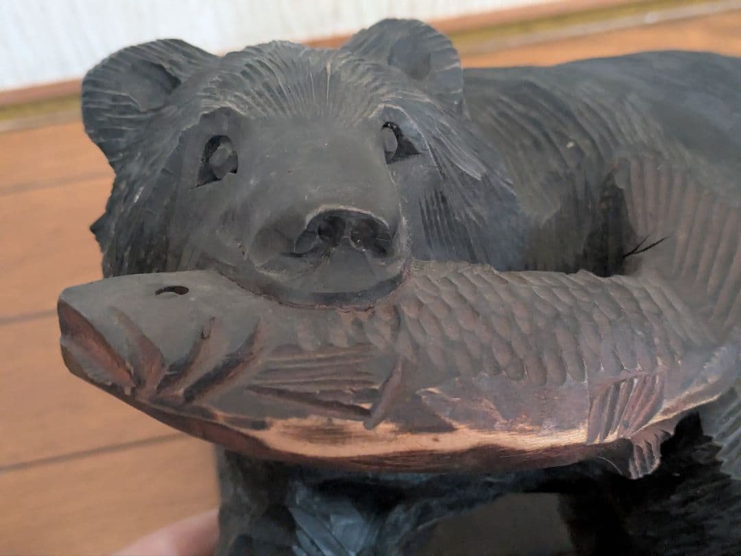木彫りの熊　北海道　白光作　木彫り 木製 工芸品 中古品
