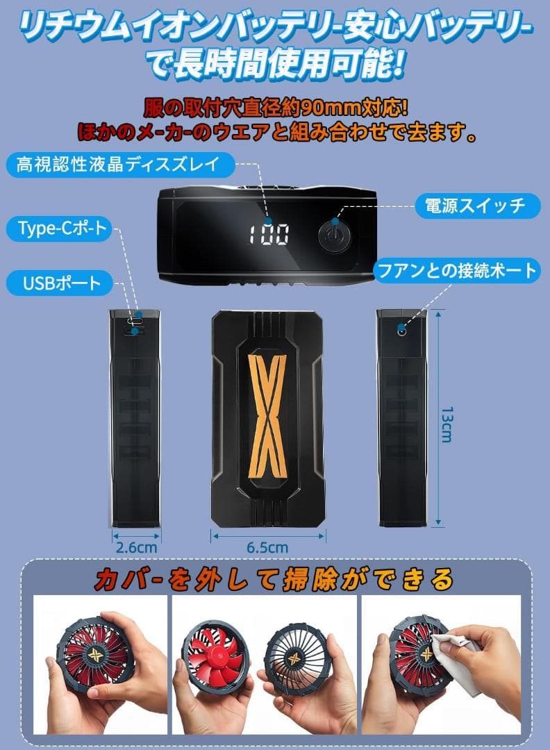 【36V】ファンバッテリーセット 超高出力 20000mAh大容量バッテリー