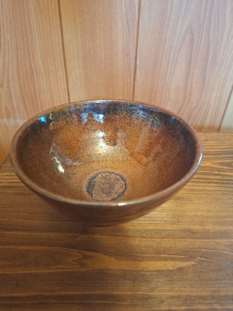 天目茶碗　赤茶　 抹茶碗　茶道具　お碗　飴釉　陶器　器　茶器　茶道　作家不明