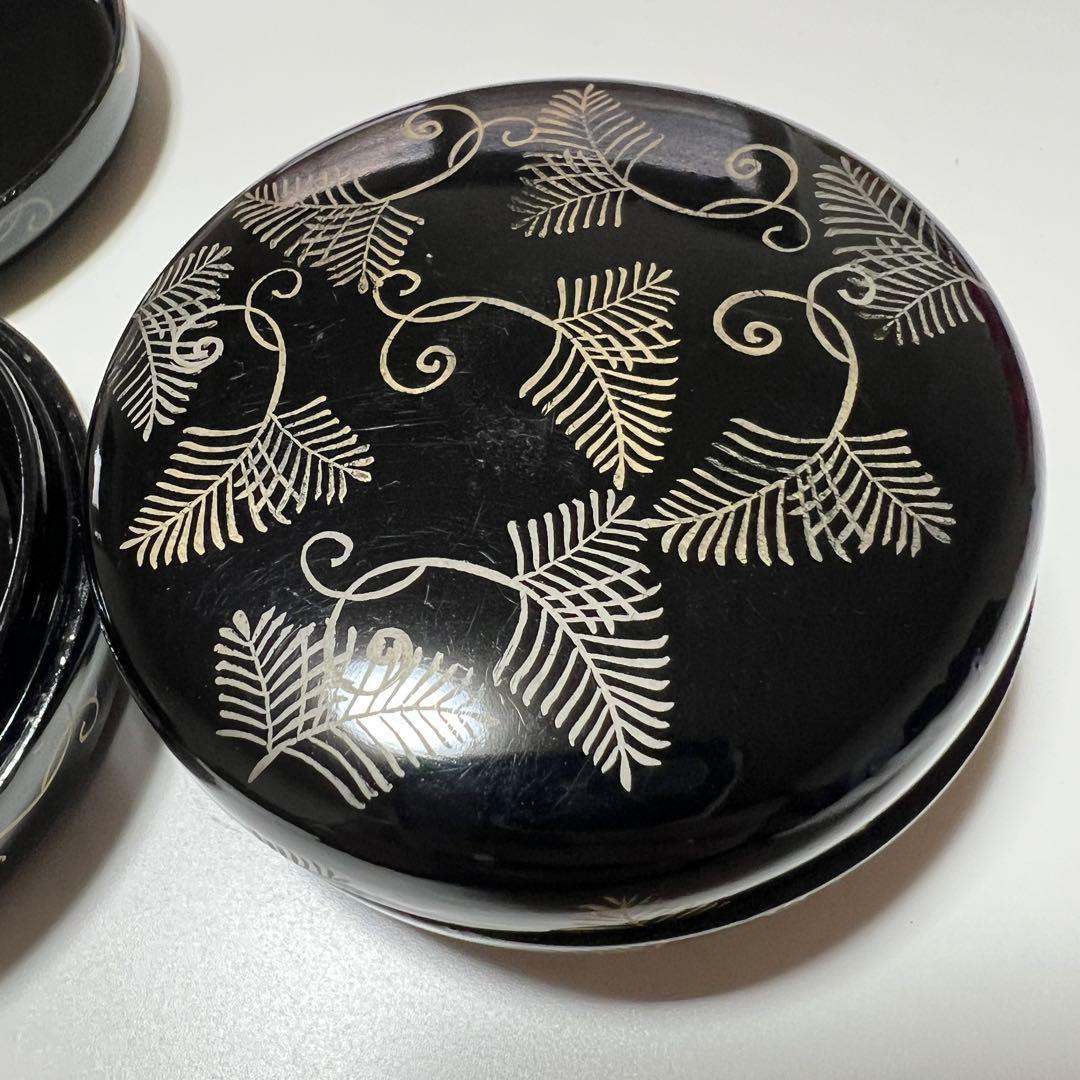 漆塗り 蒔絵 香合 合子 ２個セット 黒 金色 装飾 うるし塗り 平棗 薄茶器