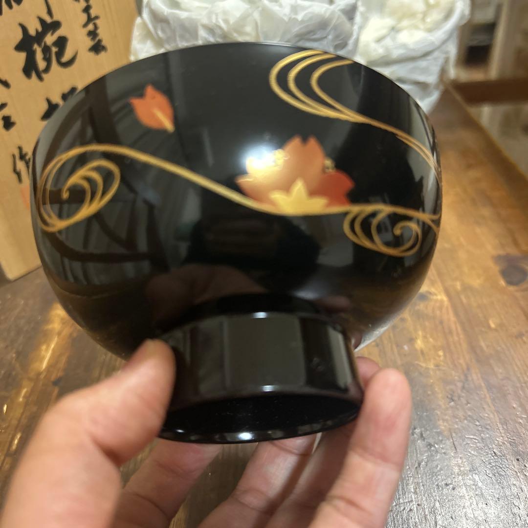 会津塗　吉野吸物椀　立田川　義三作　漆器椀　伝統工芸品　天然木