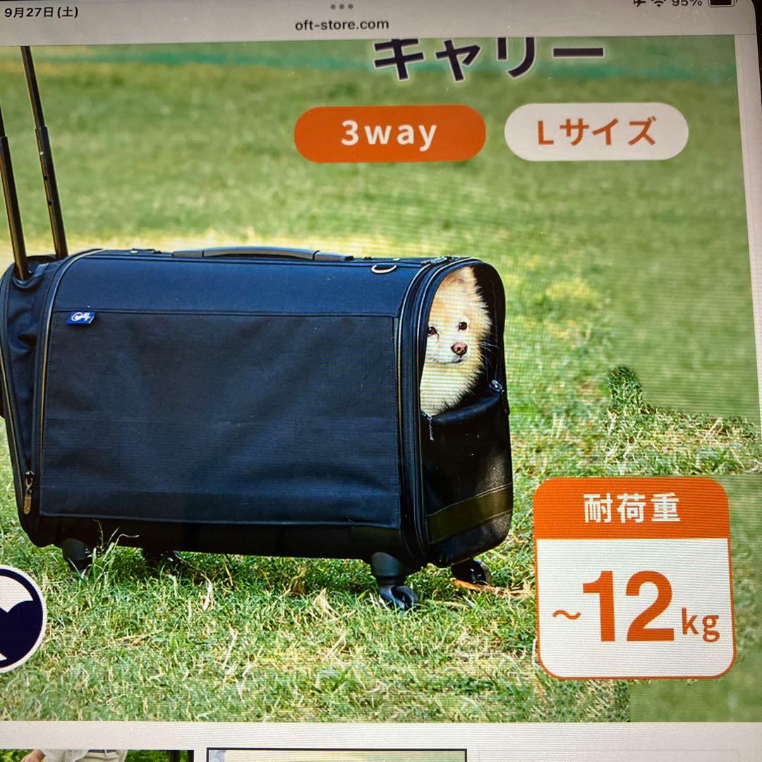 みー　OFT 黒いペットキャリー 大容量 メッシュ窓付き