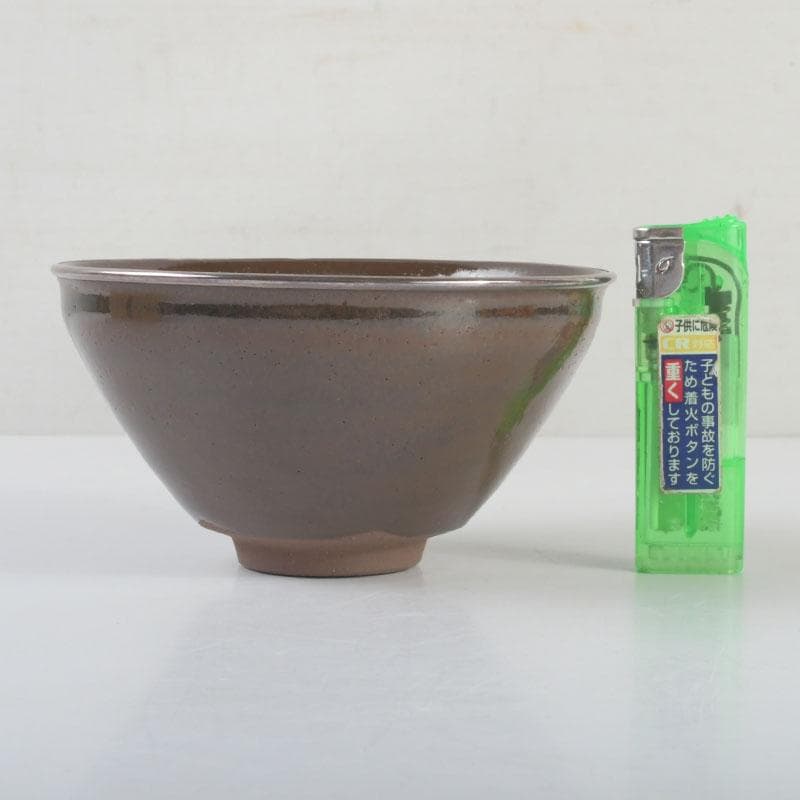 kyo3茶道具　桶谷定一作　灰被　天目茶碗　仕覆付　共布共箱　C　9487