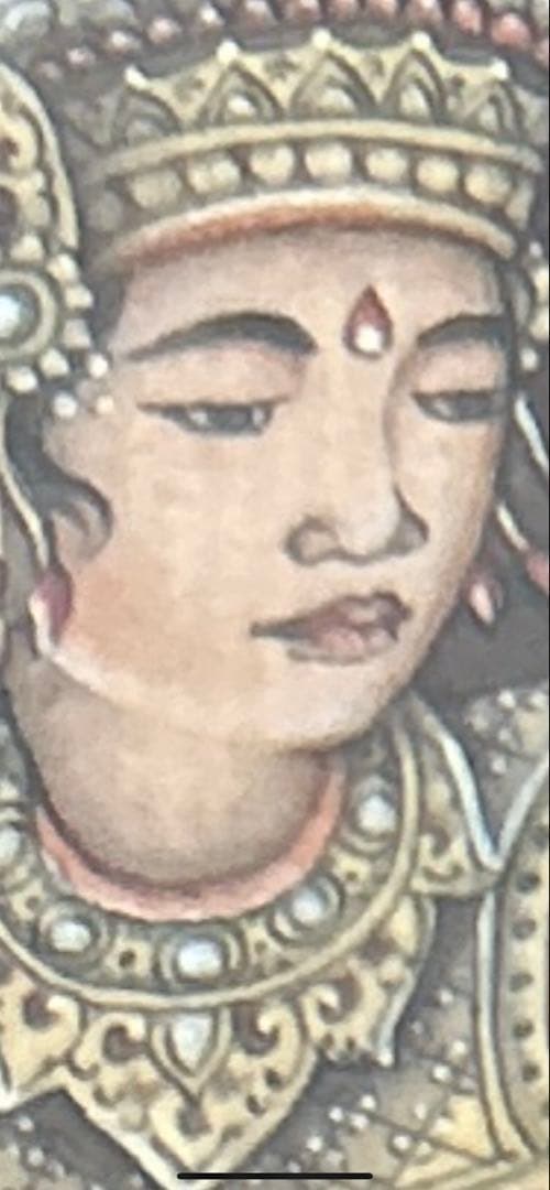 バリ島 舞踊絵画 木彫り額装 サイン入り 38.5×33cm