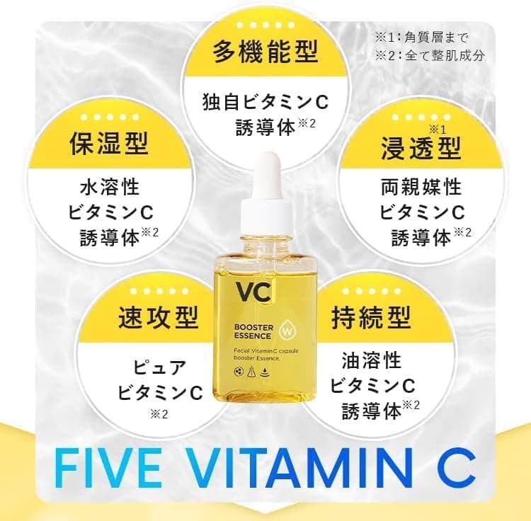 ☆W・VCブースターエッセンス 高浸透 ナノ化カプセル 美容液 ビタミンC