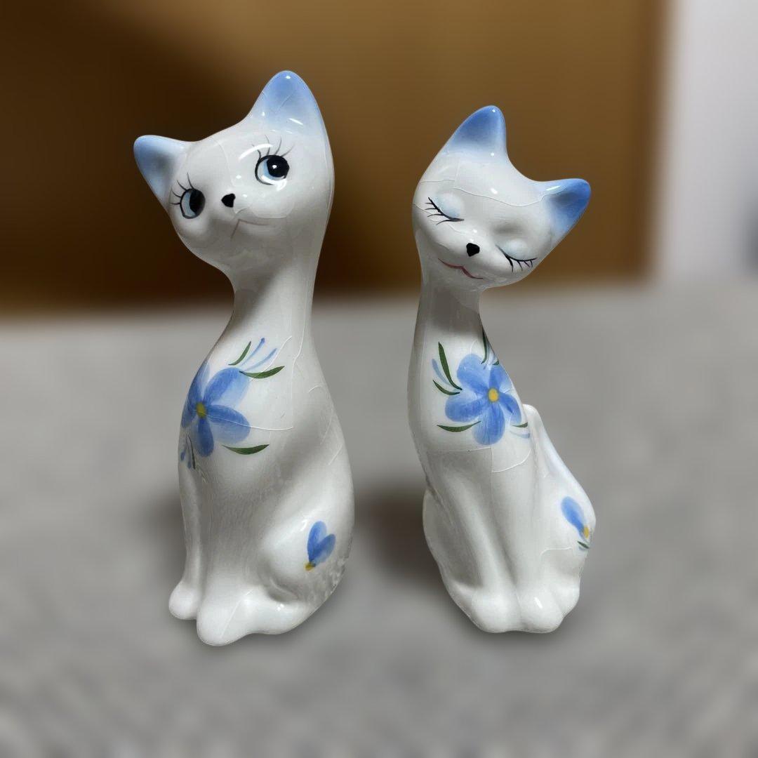 昭和レトロ　シャム猫の陶器置物 サイズ違いの10体セット