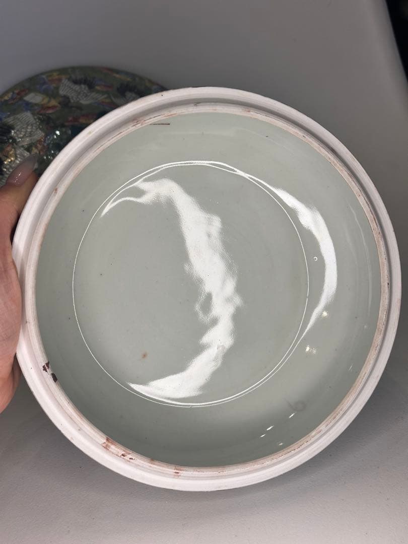 大清雍正年製 款 色絵 蓋物 果子器 菓子器 中国古美術 清代 蓋盒 鶴と花