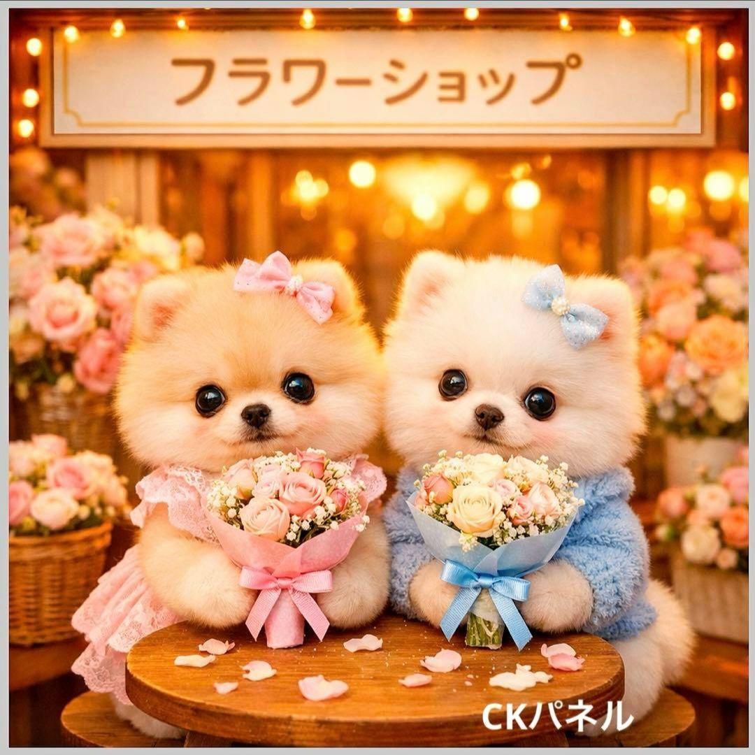 激レアパグ、柴犬、ポメラニアン、トイプー、チワワパネル生地　ハンドメイド
