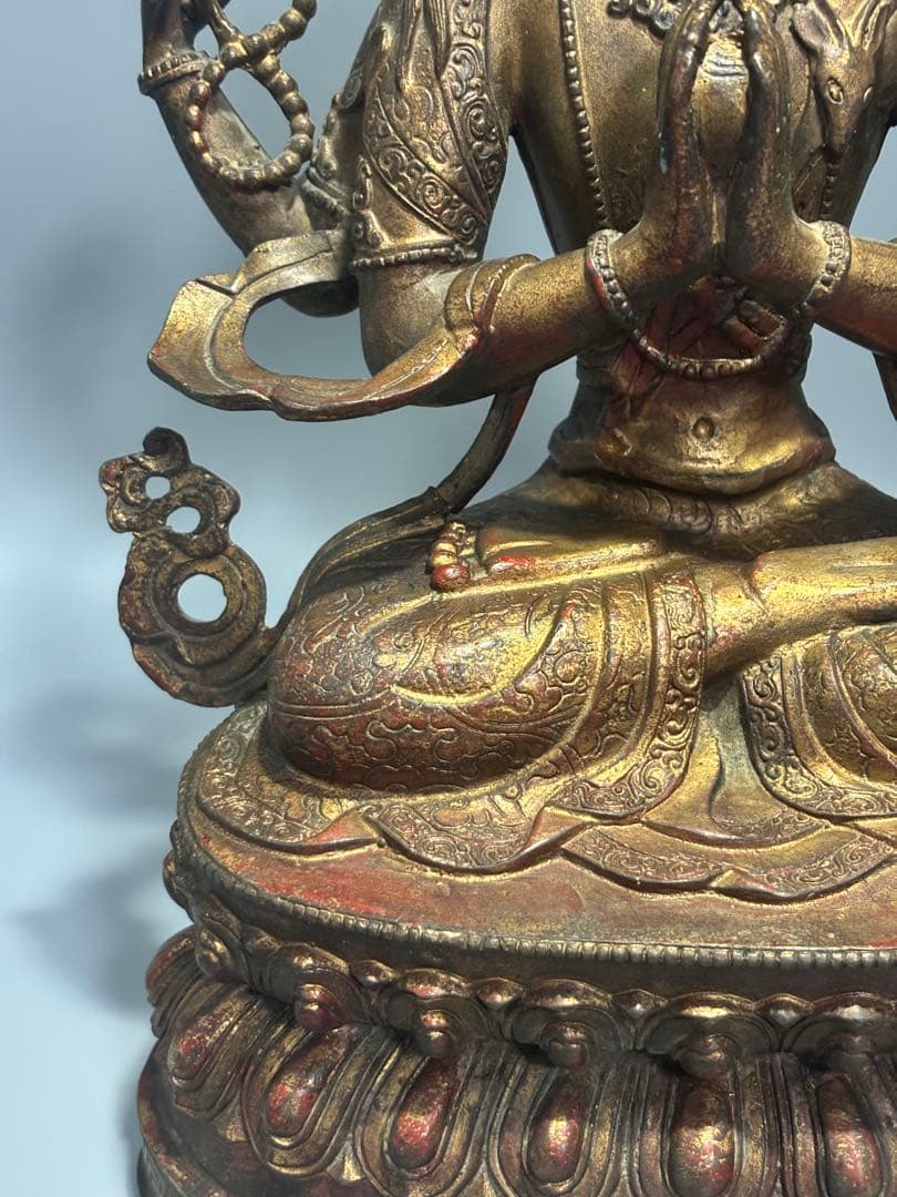 九*愛様 (期間セール)仏教古美術 純銅静座観音 四腕観音仏像文化遺産 文化財仏