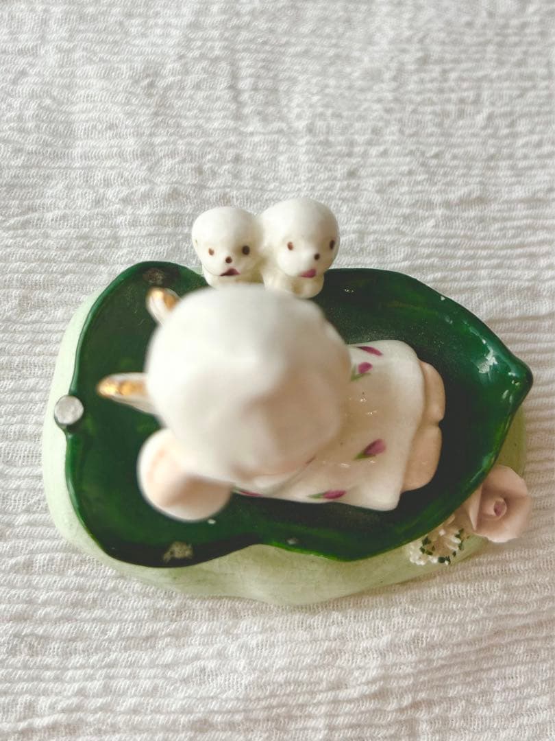希少 赤ちゃん天使  陶器 1950年代 ヴィンテージ小物  天使 犬 おはよう