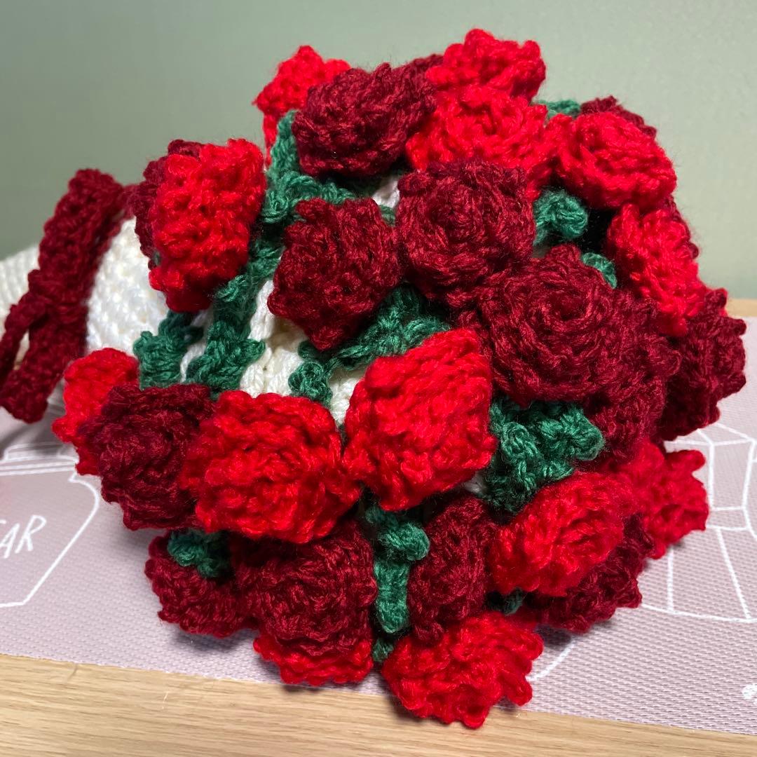 大判ブーケブランケット 花束ブランケット ニットフラワー ブーケ　ハンドメイド