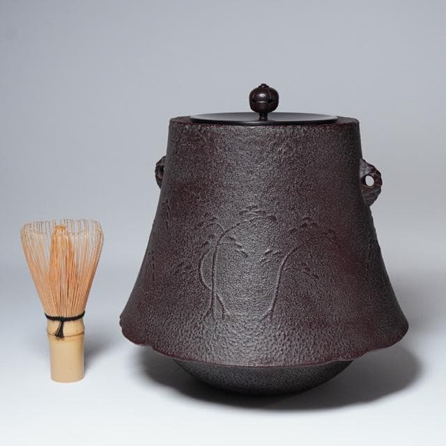 高橋敬典　浜松地紋富士釜　共箱　釜鐶付　茶道具　風炉用