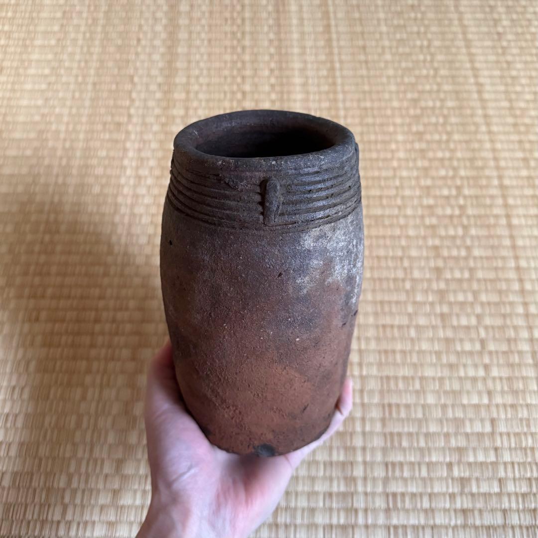 南蛮 能野焼 筒花入 旅枕 壺 江戸時代 種子島焼 南蛮焼 古薩摩 古美術 骨董