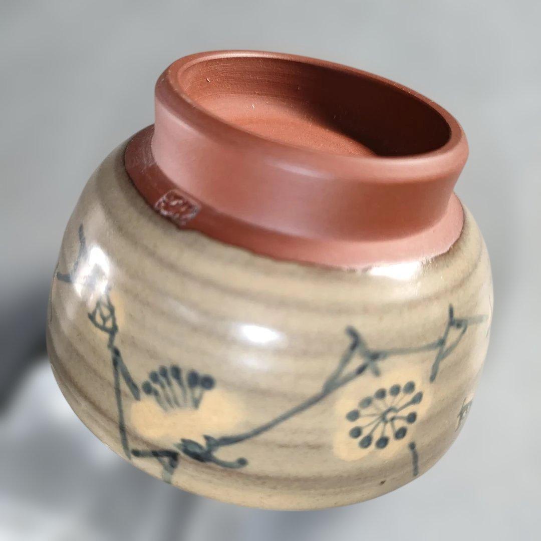 A1370-7/無名異焼/赤水窯/五代伊藤赤水/梅紋茶器揃/茶道具/煎茶器/茶器