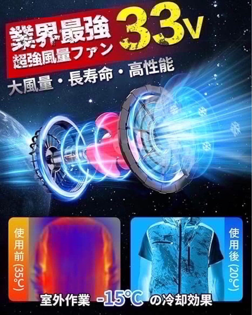 空調作業服 ファンバッテリーセット 33V 26000mAh 熱中症　散歩