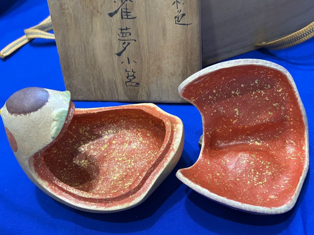 福来雀夢小筥　和紙貼彩色　小物工芸品 木箱付き　美品　創作人形　和風インテリア