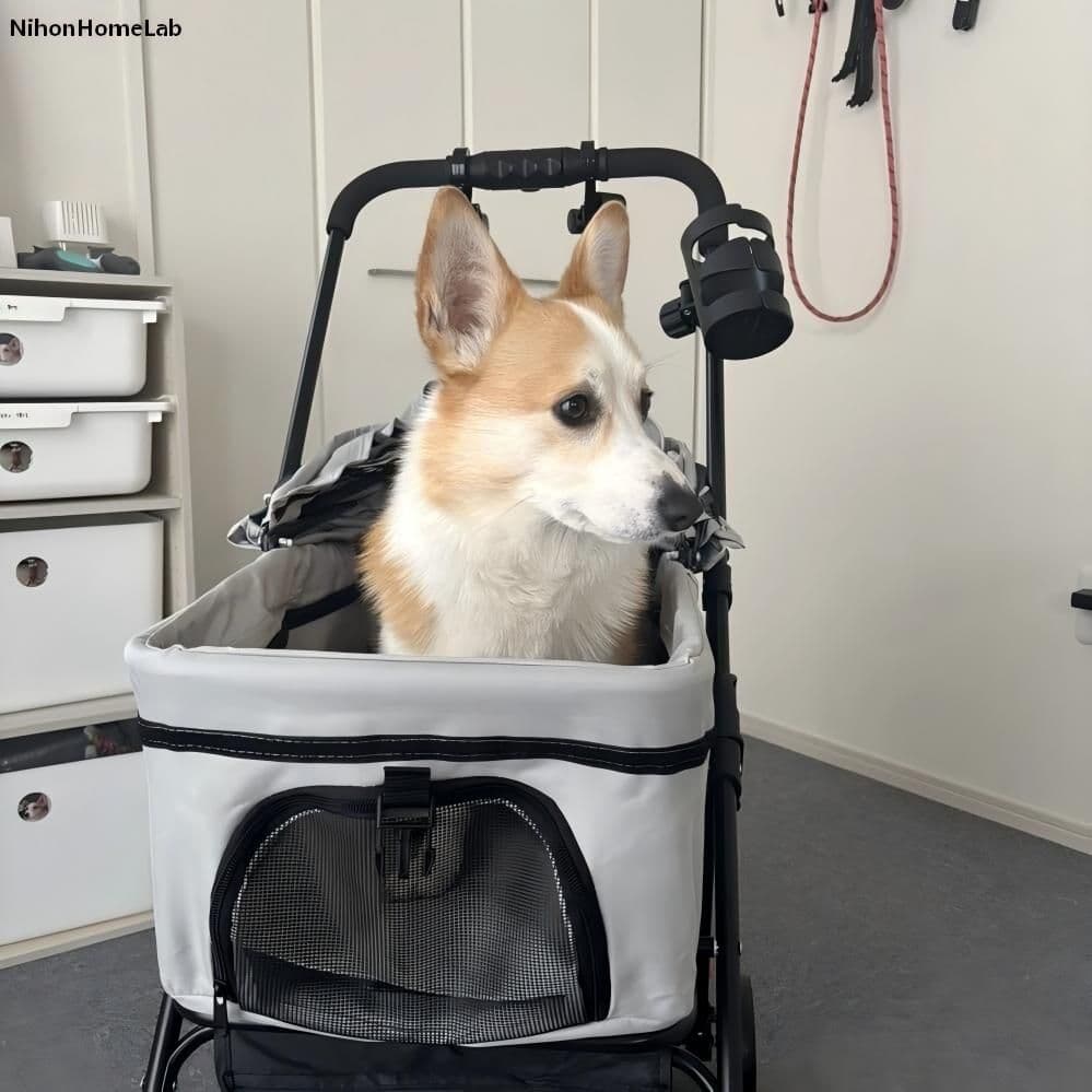 分離式3WAYペットカート20kg：多頭犬猫対応、便利な収納付グレー