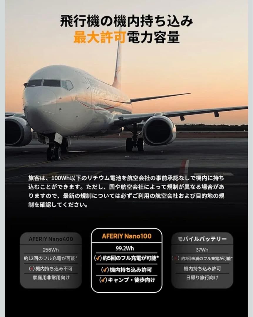 未使用 AFERITY ポータブル電源 31000mAh 145W リン酸鉄