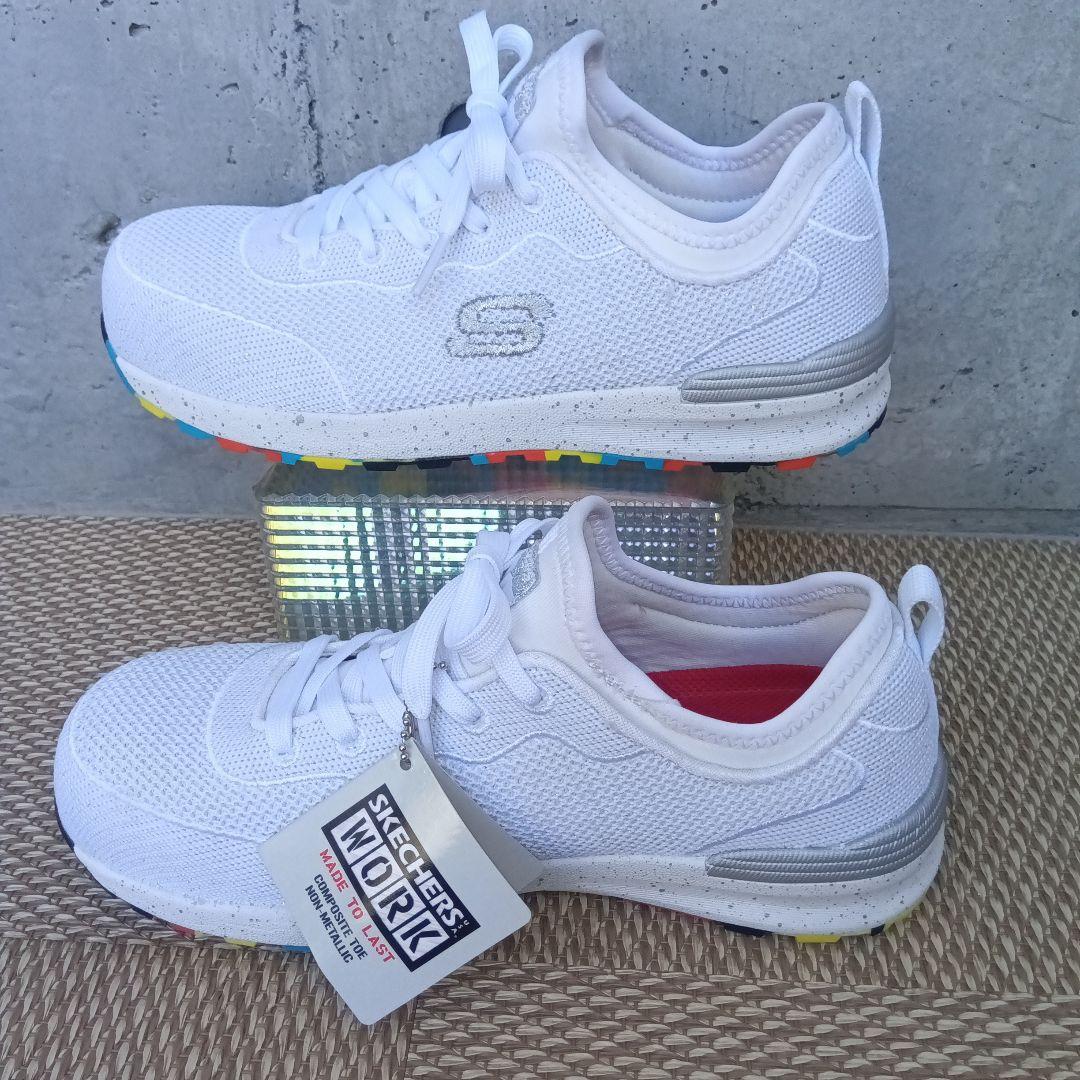 【試着程度】SKECHERS スケッチャーズ安全靴 先芯入り ラメ 24 白