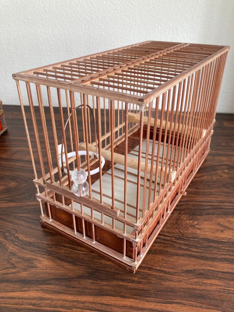 竹細工　メジロ　鳥かご　4個　木製　寝かせ箱　セット