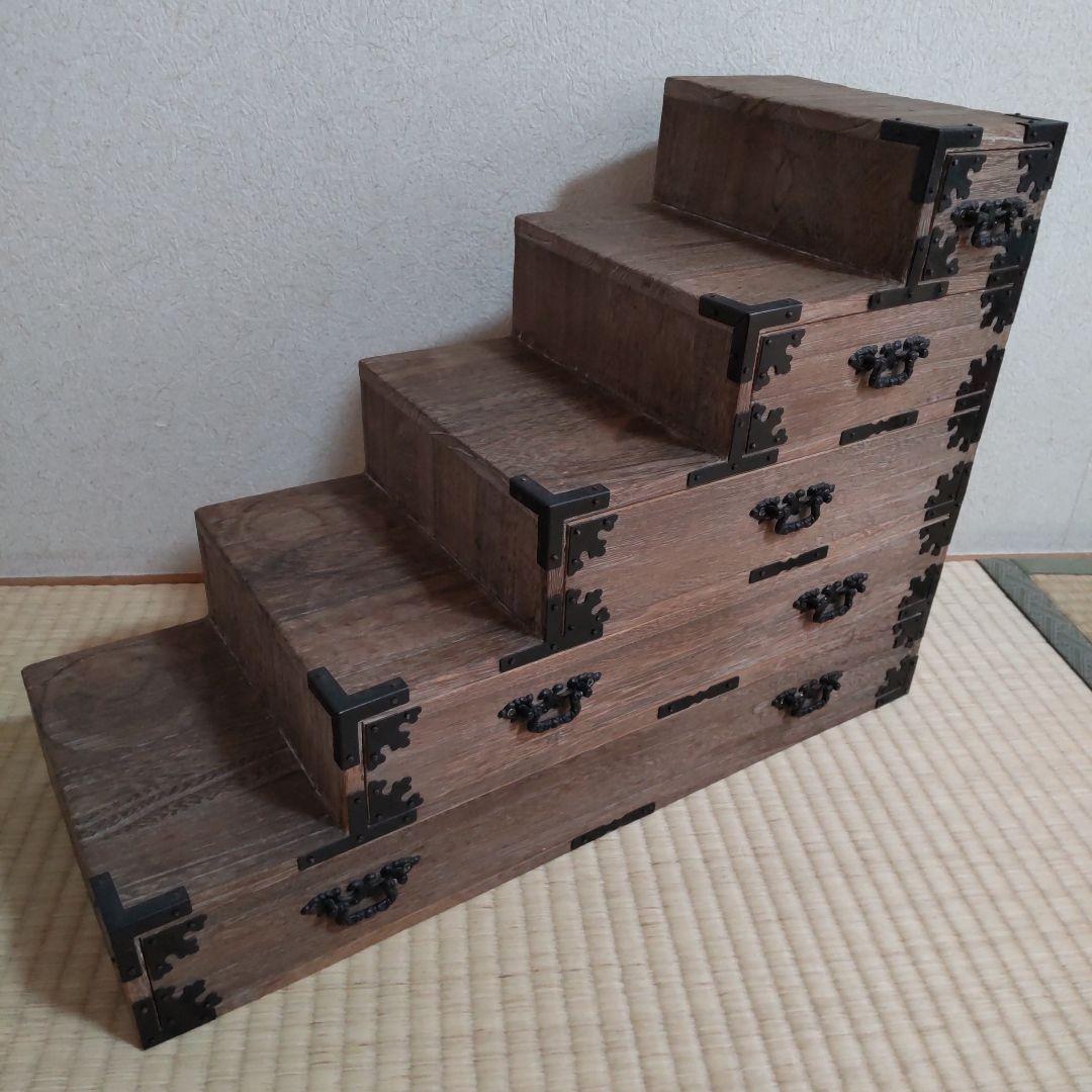 階段型木製箪笥　ミニタンス　アンティーク　レトロ