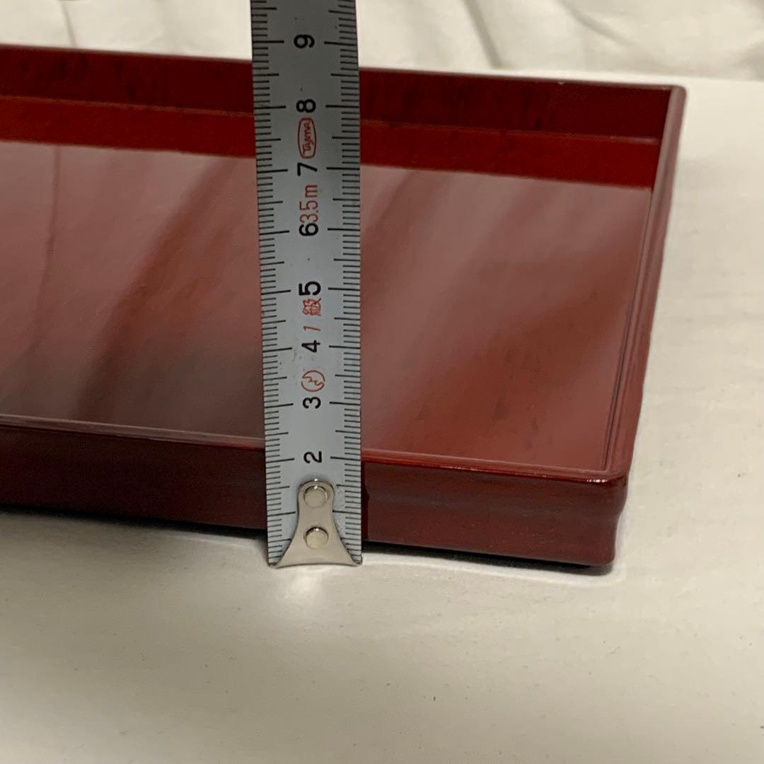 高級 漆塗り角盆 5枚セット 24cm 本朱塗り 新品未使用保管品