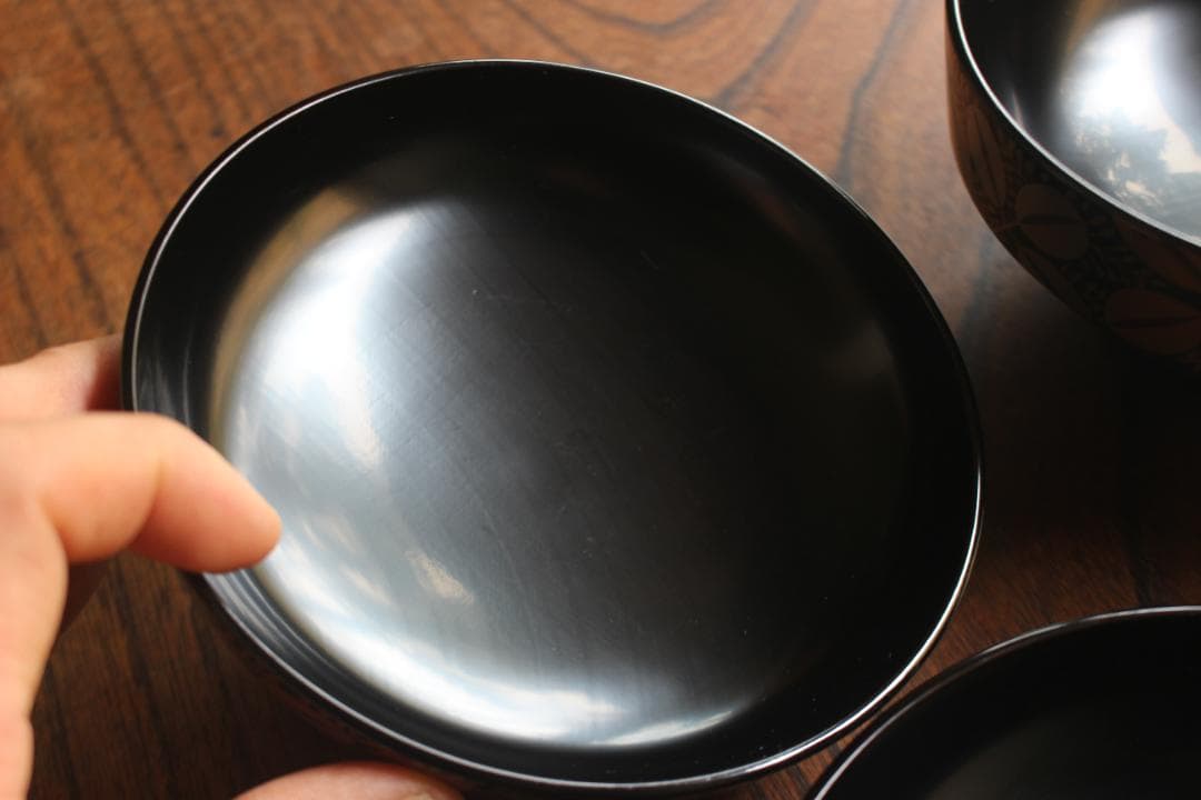 デッドストック！風情ある千筋糸目に極上萩蟋蟀蒔絵の映える煮物椀2点（検懐石椀