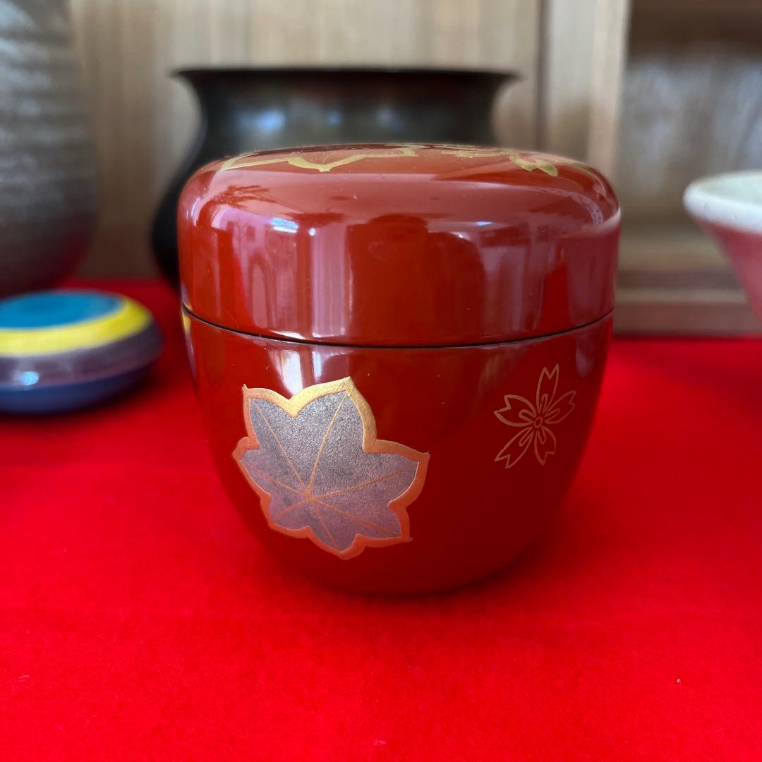 茶道具セット 木箱入り 棗 抹茶椀 水指 建水 茶杓 茶筅 短冊箱　お花見