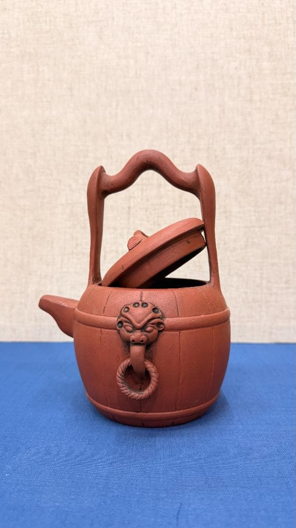 在銘獅子面環装 古紫砂提梁壺（ていりょうこ） 用の美際立つ一点物静かな風格と土味