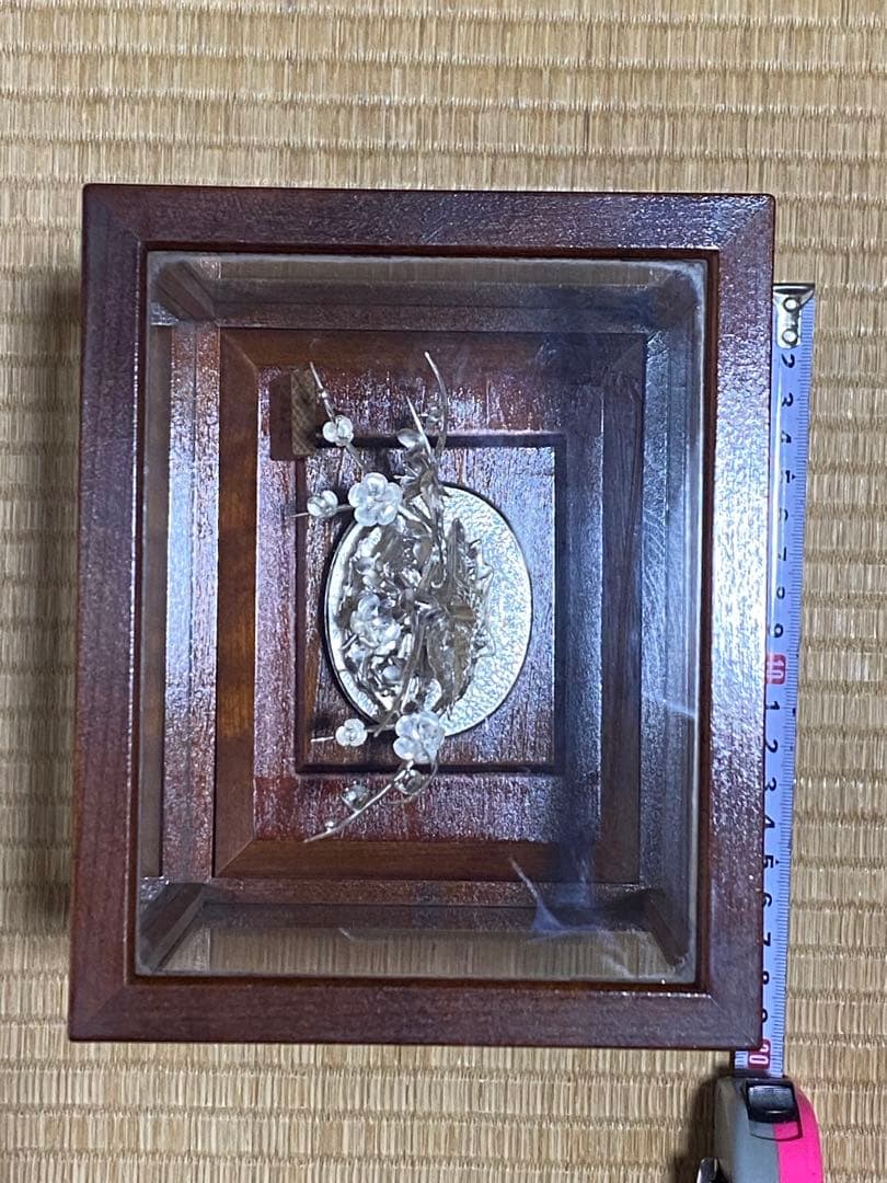 ♦️純銀製 光則作 梅 46.1g 縁起物 置物飾り ガラスケース入 資産形成